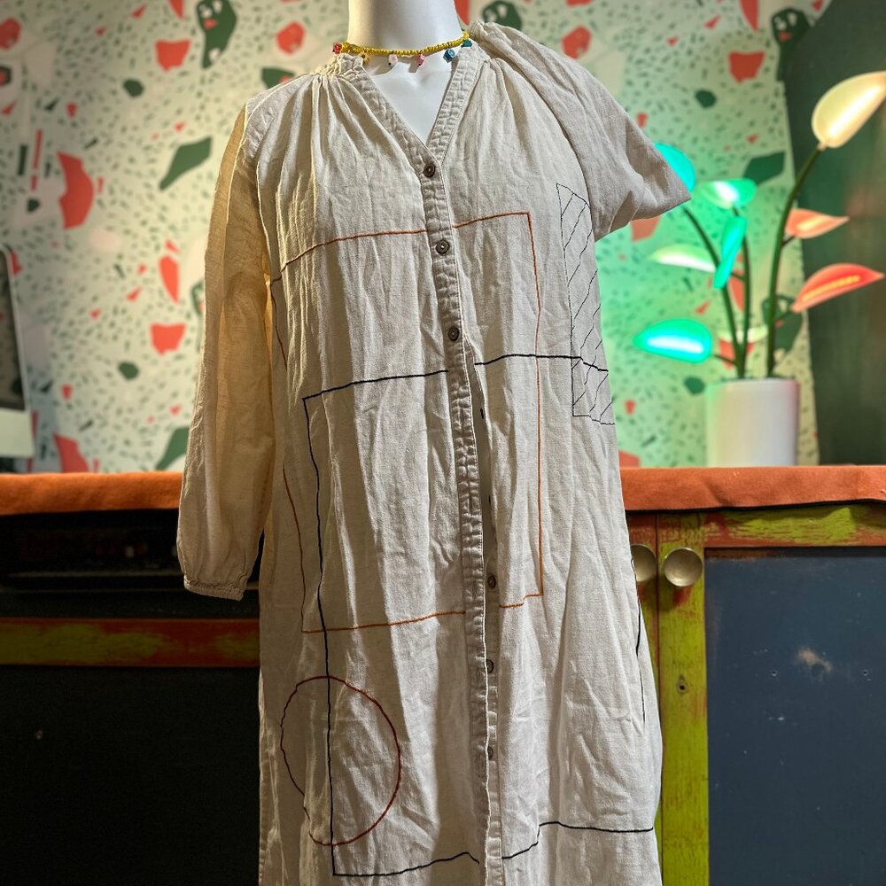 World Market Button Front Embroidered Dress - One Size